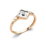 16529-100-1,54 Кольцо четырехлистник с бриллиантом бренд Алькор (Au 585)