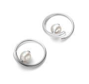 02-4113/00ЖБ-00 Серьги конго с жемчугом бренд Алькор (Серебро 925)