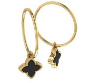 08-279352 Серьги конго четырехлистник керамика бренд Sanis (Au 585)