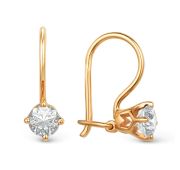 002295-1100 Серьги детские с фианитами бренд Dinastia (Au 585)