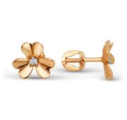 013472-1102 Серьги пуссеты цветок бренд Dinastia (Au 585)