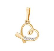 П23790 Подвеска сердце с фианитами (Au 585)