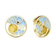 12-21431-10607-2,99 Серьги пуссеты с янтарем бренд Kabarovsky (Au 585)