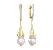 12-22089-1500-6,01 Серьги с жемчугом и бриллиантами бренд Kabarovsky (Au 585)