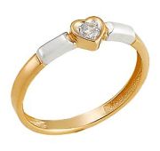 К24714 Кольцо помолвочное сердце с фианитом (Au 585)