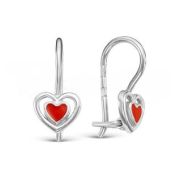 2110064 Серьги детские сердце с эмалью (Серебро 925)