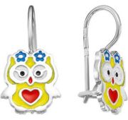 2110061 Серьги детские совушка с эмалью (Серебро 925)
