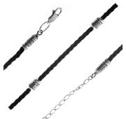 01-000084-105810 Браслет шнурок текстиль (Серебро 925)