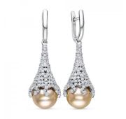 02-2934-ЗД-19,16 Серьги с жемчугом бренд Бриллианты Костромы (Au 585)