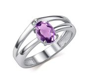 01-5024/БРАМ-00-2,45 Кольцо с аметистом и бриллиантом бренд Алькор (Серебро 925)