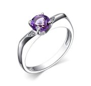 01-3951/БРАМ-00-2,65 Кольцо с аметистом и бриллиантами бренд Алькор (Серебро 925)
