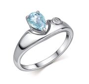 01-4699/БРТБ-00-2,14 Кольцо с топазом и бриллиантом бренд Алькор (Серебро 925)