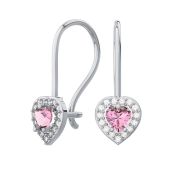 0201716-04035 Серьги детские сердце с фианитами (Серебро 925)