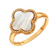 Т10301Б802-01 Кольцо четырехлистник с перламутром бренд Karatov (Au 585)