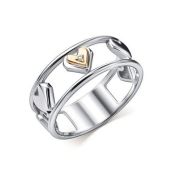 01-5525/000Б-00-2,64 Кольцо сердце с бриллиантом бренд Алькор (Серебро 925)