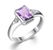 01-4344/БРАМ-00-2,08 Кольцо с аметистом и бриллиантами бренд Алькор (Серебро 925)
