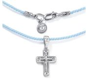 06-5623/100Б-00-1,67 Колье шнурок крест с бриллиантом бренд Алькор (Серебро 925)