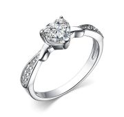 01-3865/00КЦ-00 Кольцо помолвочное сердце бренд Алькор (Серебро 925)