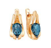 02-52-0448-09 Серьги с лондон топазом бренд Zolotye uzory (Au 585)