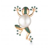 6180068жем Брошь лягушка с жемчугом (Au 585)