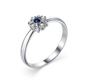 13376-202сапфир Кольцо с сапфиром и бриллиантами из белого золота бренд Алькор (Au 585)