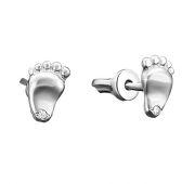 3694004012003 Серьги пуссеты из белого золота пяточка бренд Platina (Au 585)