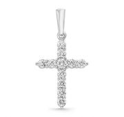 367-31001 1,84 подвеска крест с бриллиантами из белого золота бренд Brilliant Style (Au 585)