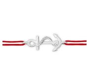 1410013474-14 Браслет красная нить якорь (Серебро)