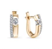 2-211-10 3,98 Серьги из золота с бриллиантами бренд Первая Бриллиантовая Компания (Au 585)