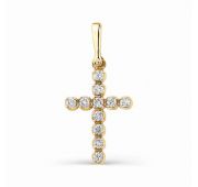 3246-100 0,92 Подвеска из золота крест с бриллиантами бренд Алькор (Au 585)