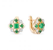 22954-101 4,19 Серьги золотые с изумрудами бренд Алькор (Au 585)