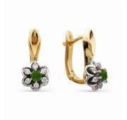 21104-101 5,06 Серьги золотые с изумрудами бренд Алькор (Au 585)