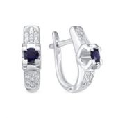 2479-251-03-00 Серьги с сапфирами и бриллиантами из белого золота бренд Vesna (Au 585)
