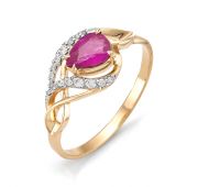 Кольцо золотое с рубином бренд Алькор