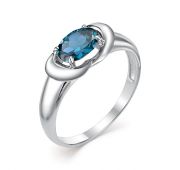 Кольцо помолвочное с лондон топазом бренд Алькор