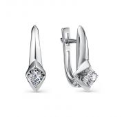 серьги с бриллиантами из белого золота бренд Алькор