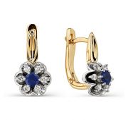 серьги золотые с сапфирами бренд Алькор