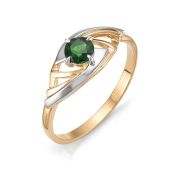 кольцо золотое с изумрудом бренд Алькор