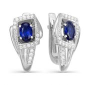 серьги с сапфиром и бриллиантами из белого золота бренд Delta