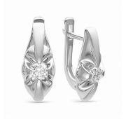 серьги с бриллиантами из белого золота бренд Алькор