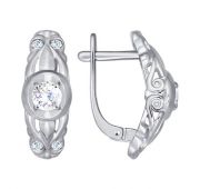 серьги из белого золота с фианитами