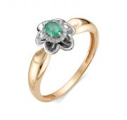 кольцо золотое с изумрудом бренд Алькор