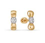 серьги пуссеты из золота с фианитами