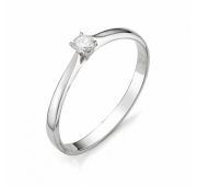 Кольцо помолвочное из белого золота бренд Алькор