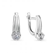 серьги с бриллиантами из белого золота бренд Алькор