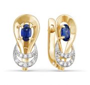 Серьги золотые с сапфирами бренд Delta