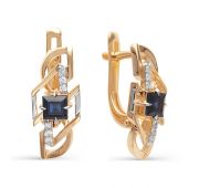 Серьги золотые с сапфирами бренд Алькор