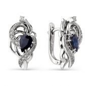 Серьги с сапфирами из белого золота бренд Алькор
