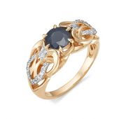 кольцо золотое с сапфиром бренд Алькор