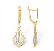 Серьги золотые с фианитами